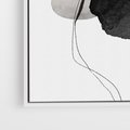 Obraz w ramie 80x120 - Wibracje Kształtów - abstrakcyjne plamy akwarelowe, czarny szkic - rama biała