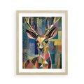 Plakat w ramie 40x50 - Bezgraniczne Kontury Zaskoczenia - abstrakcyjny obraz olejny, jeleń - rama drewno