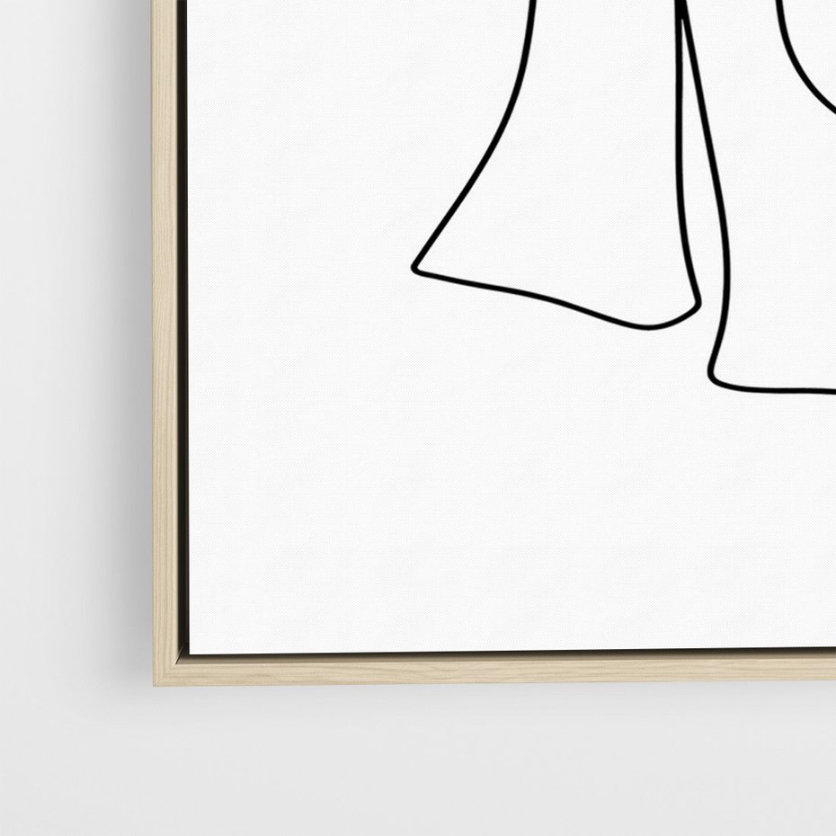 Obraz w ramie 70x100 - Zaklęte Linie - szkic kobiety, jedną linia - rama drewno