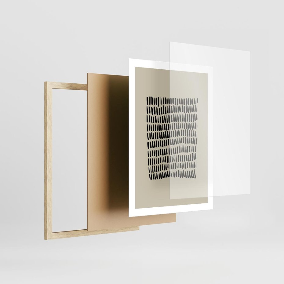 Plakat w ramie 50x70 - Echa Zapomnianych Wymiarów - nowoczesna sztuka, plakat - rama drewno