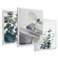 Zestaw obrazy w ramie 50x70 galeria - Eukaliptus, liście, skandynawski, boho - rama biała
