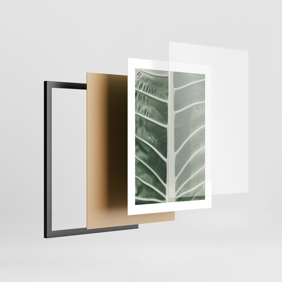 Plakat w ramie 30x40 - Zielone Wielkości: Zbliżenie Liścia - zbliżenie duz liść, jasna zieleń - rama czarna