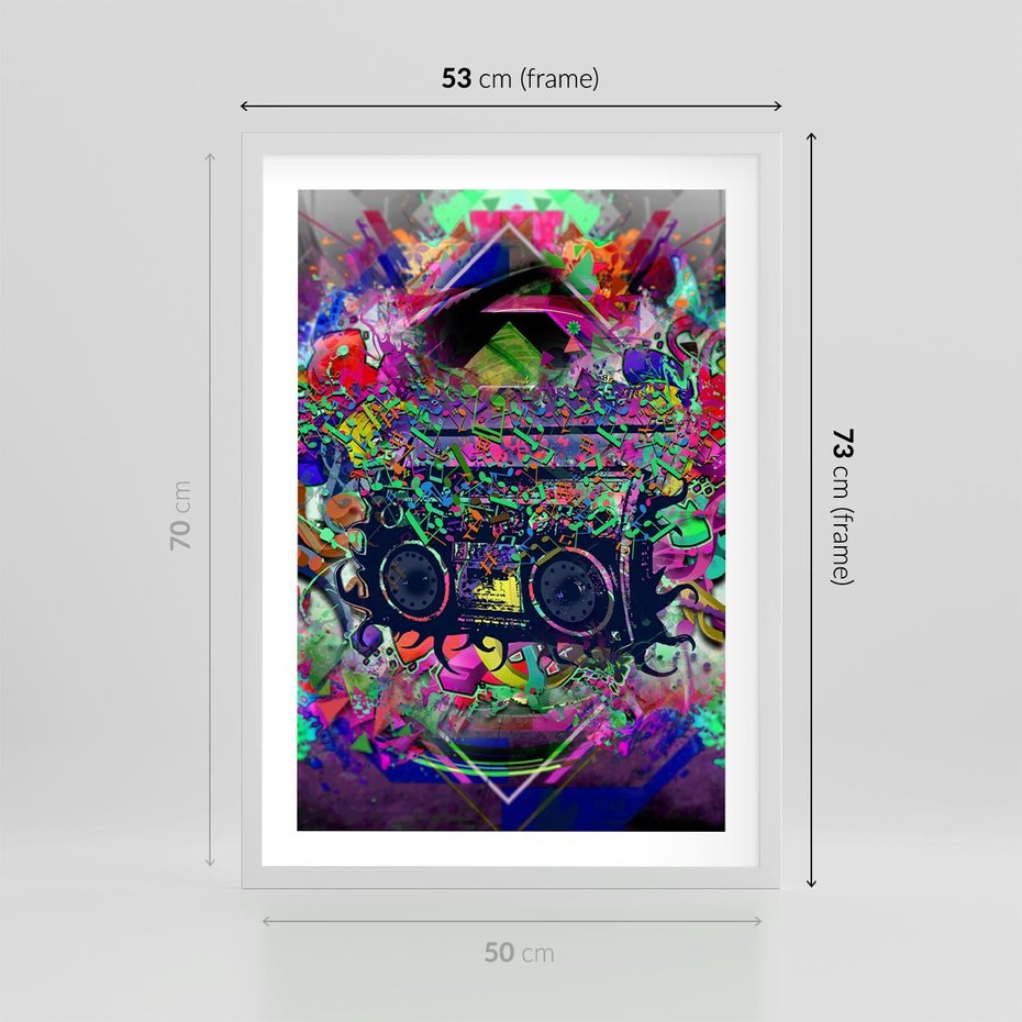 Plakat w ramie 50x70 - Harmonia Muzyki - grafika, muzyka - rama biała