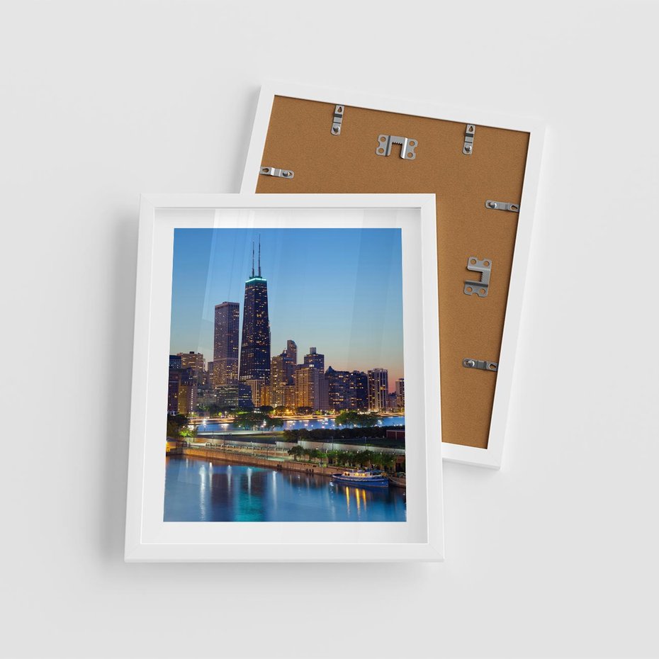 Plakat w ramie 40x50 - Miasto nad Rzeką - miasto, rzeka - rama biała