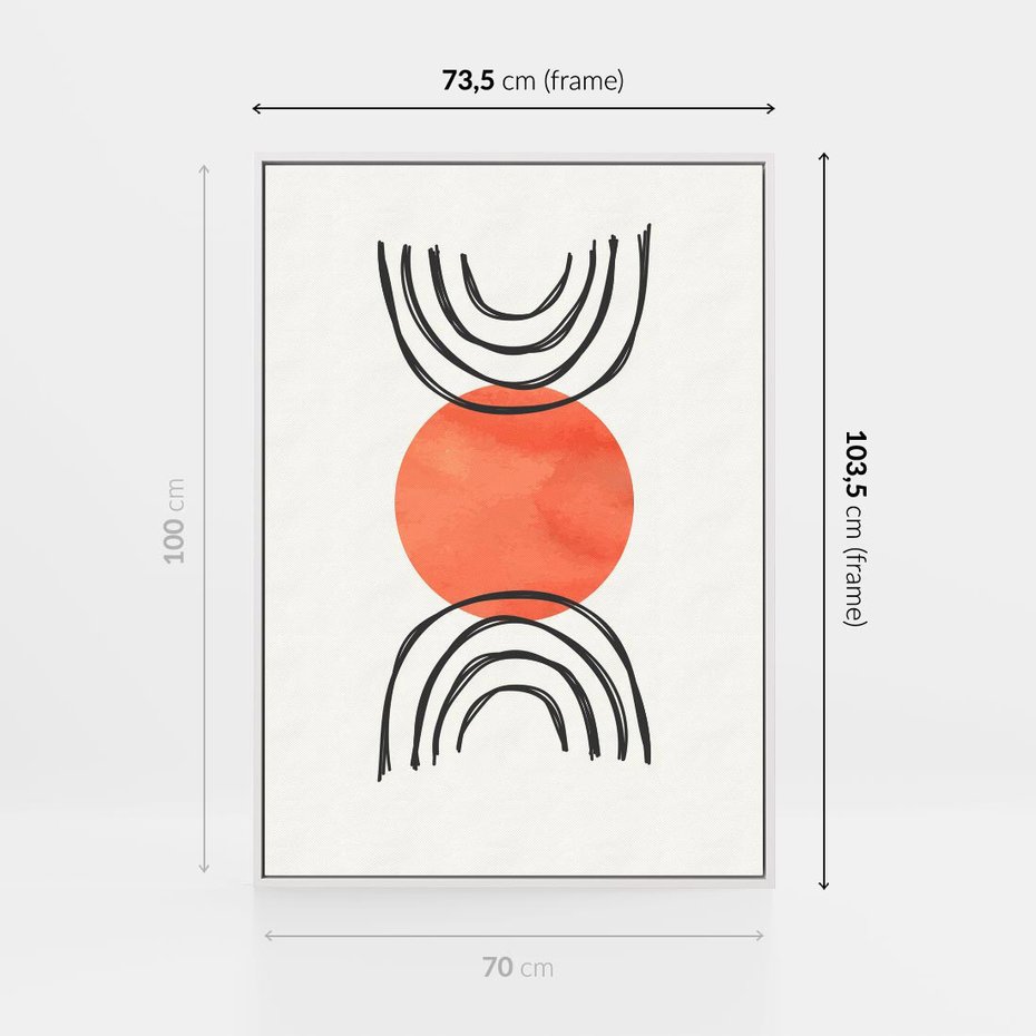 Obraz w ramie 70x100 - Lustrzane Widzenie - koło, boho styl - rama biała