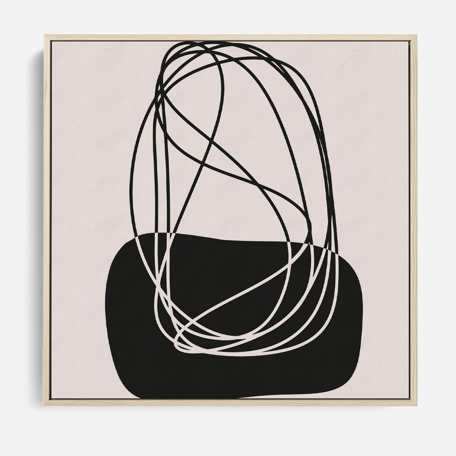 Obraz w ramie 80x80 - Linie Eksploracji - abstrakcyjne szkicowane linie, minimalizm - rama drewno