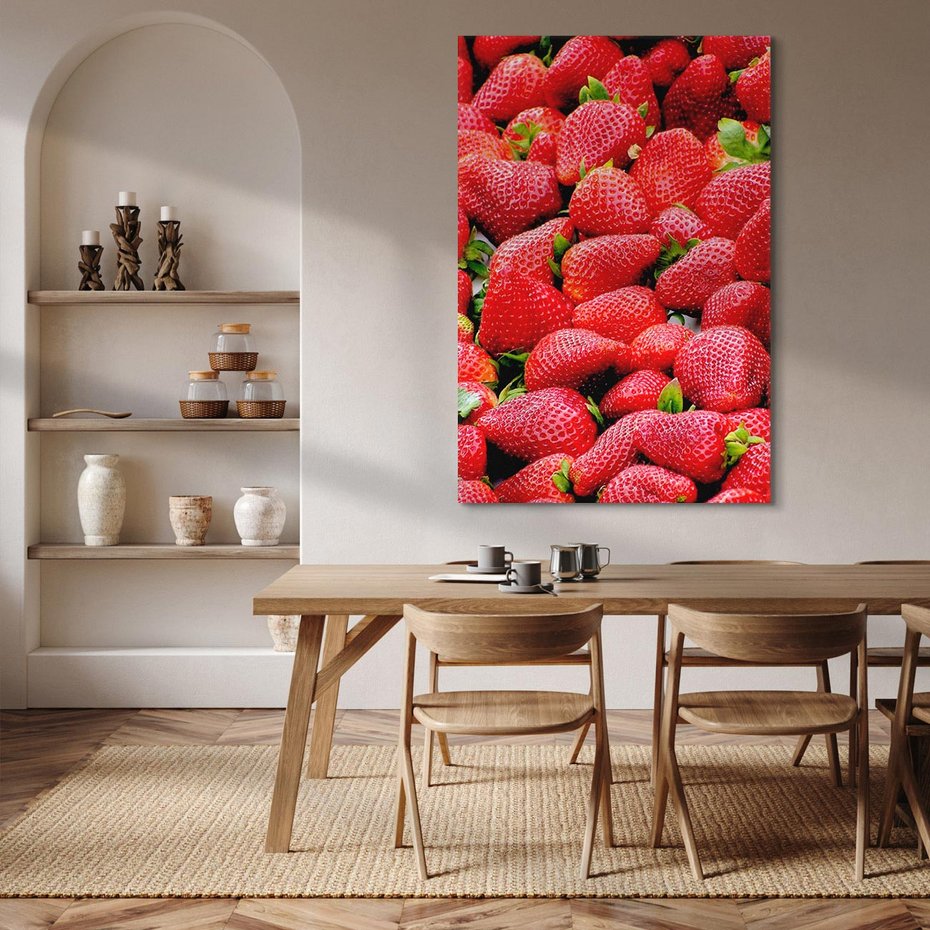 Obraz na płótnie 80x120 - Truskawki Czerwone Kropki Uczuć - truskawki, owoce