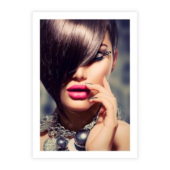 Plakat bez ramy 30x40 - Kobiecy urok w makijażu i fryzurze - makijaż, fryzura