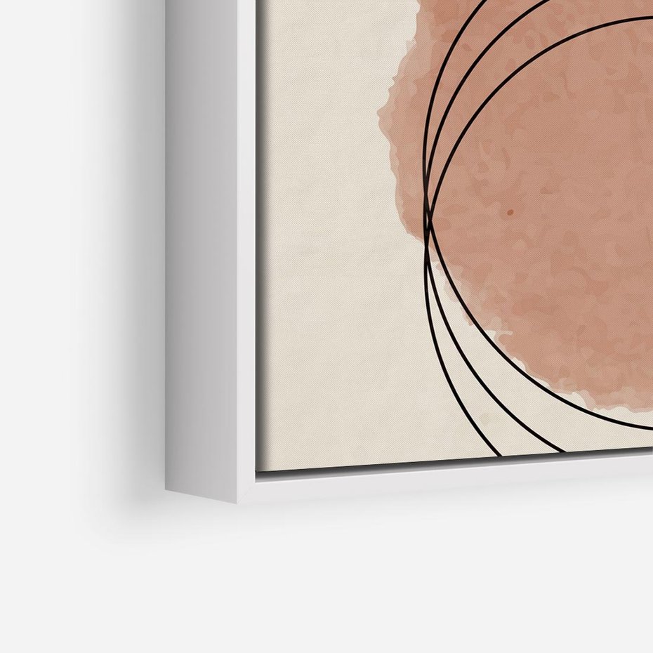 Obraz w ramie 50x50 - Migotliwe Kontury - akwarelowa plama, geometryczne szkicowane kształty - rama biała