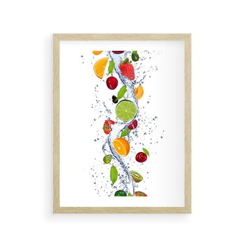 Plakat w ramie 40x50 - Kulinarne Inspiracje - owoce, woda - rama drewno