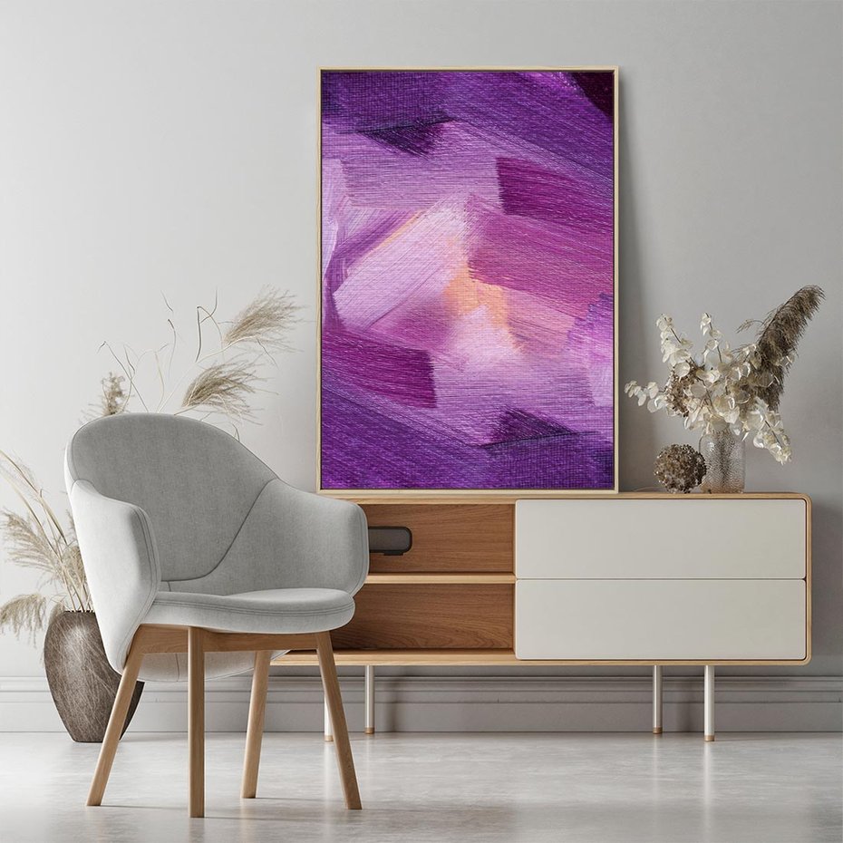 Obraz w ramie 50x70 - Abstrakcyjna gra kolorów - abstrakcja, akwarela - rama drewno