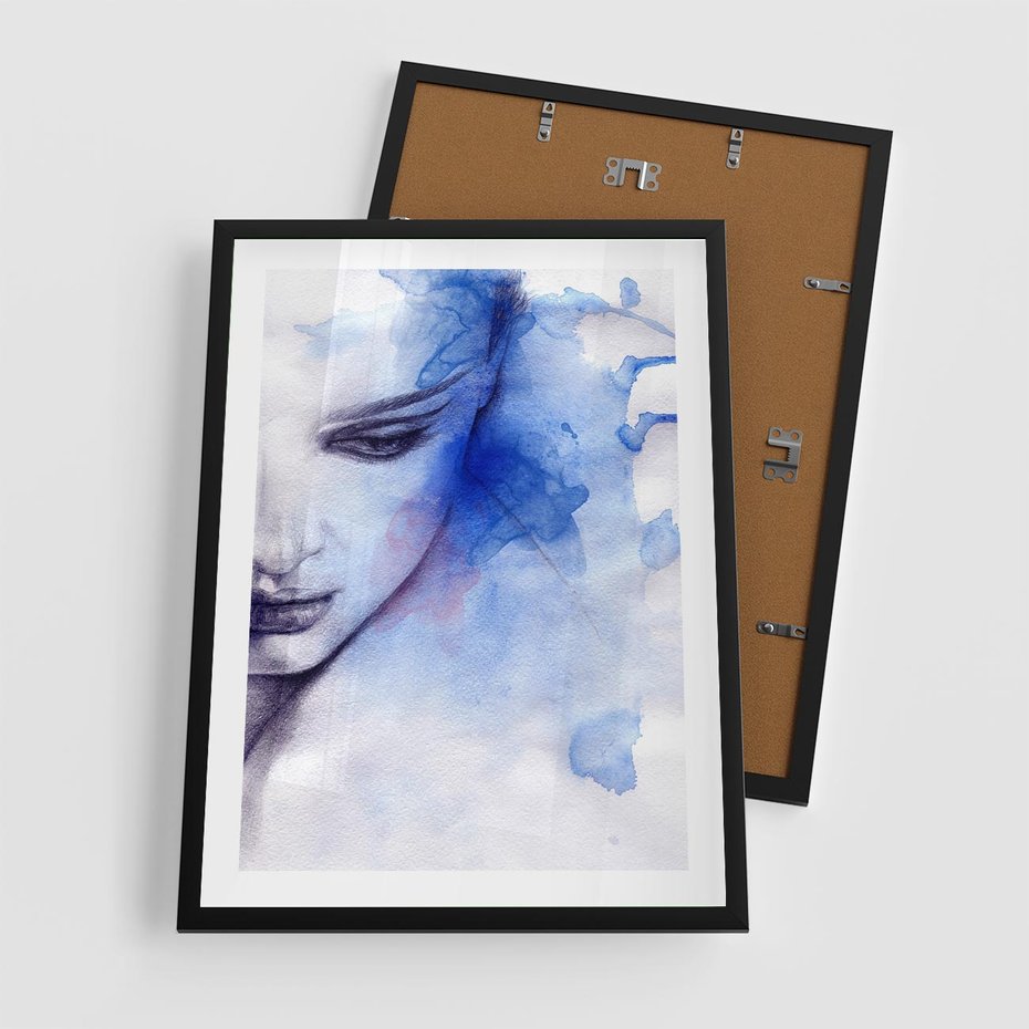 Plakat w ramie 50x70 - Graficzna magia kobiecej twarzy - grafika, kobieta - rama czarna