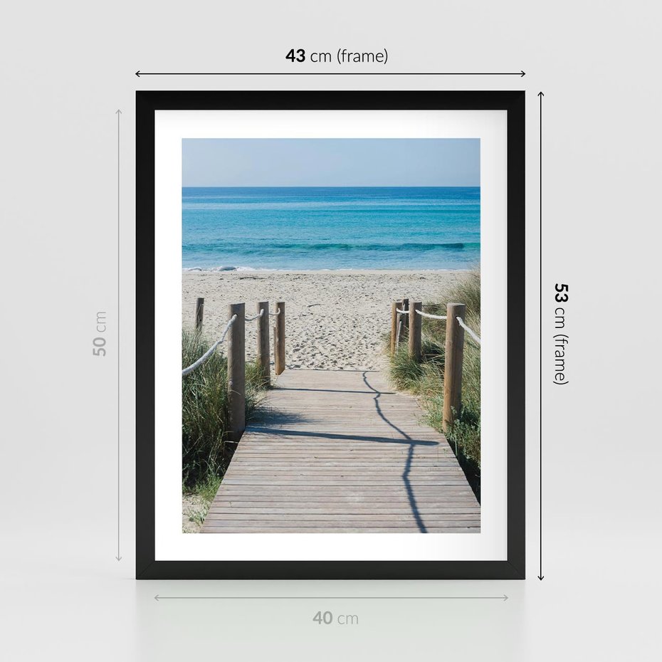 Plakat w ramie 40x50 - Żywa Natura - plaża, morze - rama czarna