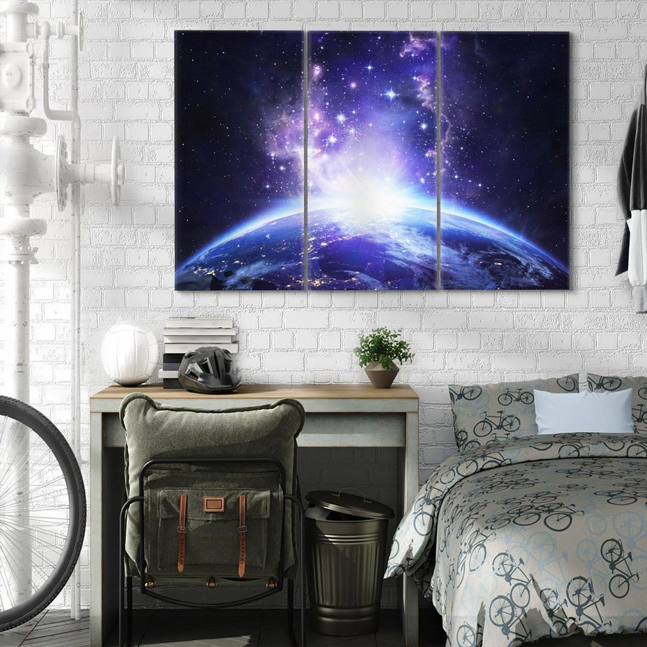 Obraz na płótnie 120x80 - Podróż w kosmiczną przestrzeń - kosmos, ziemia