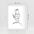 Plakat w ramie 30x40 - Migotliwe Widzenia - szkic twarzy, minimalistyczny niewyraźny - rama biała