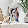 Plakat bez ramy 21x30 - Kolorowe Granice Form - abstrakcyjny obraz olejny, portret twarzy kobiety
