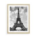 Plakat w ramie 50x70 - Nocna panorama Paryża z wieżą Eiffla - Eiffla, Paryż - rama drewno