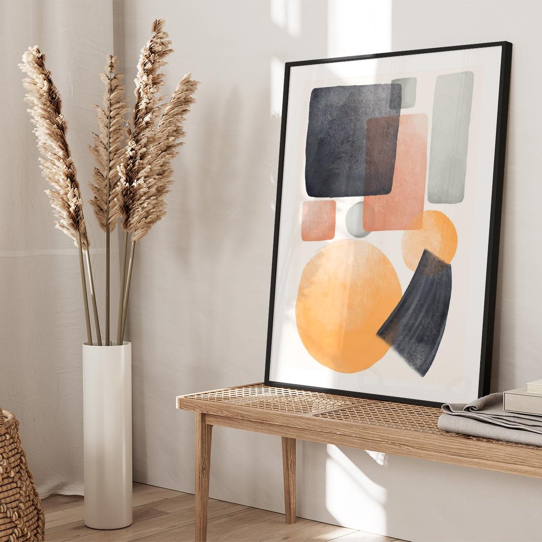 Plakat w ramie 40x50 - Geometria w Abstrakcji - abstrakcja, proste formy - rama czarna