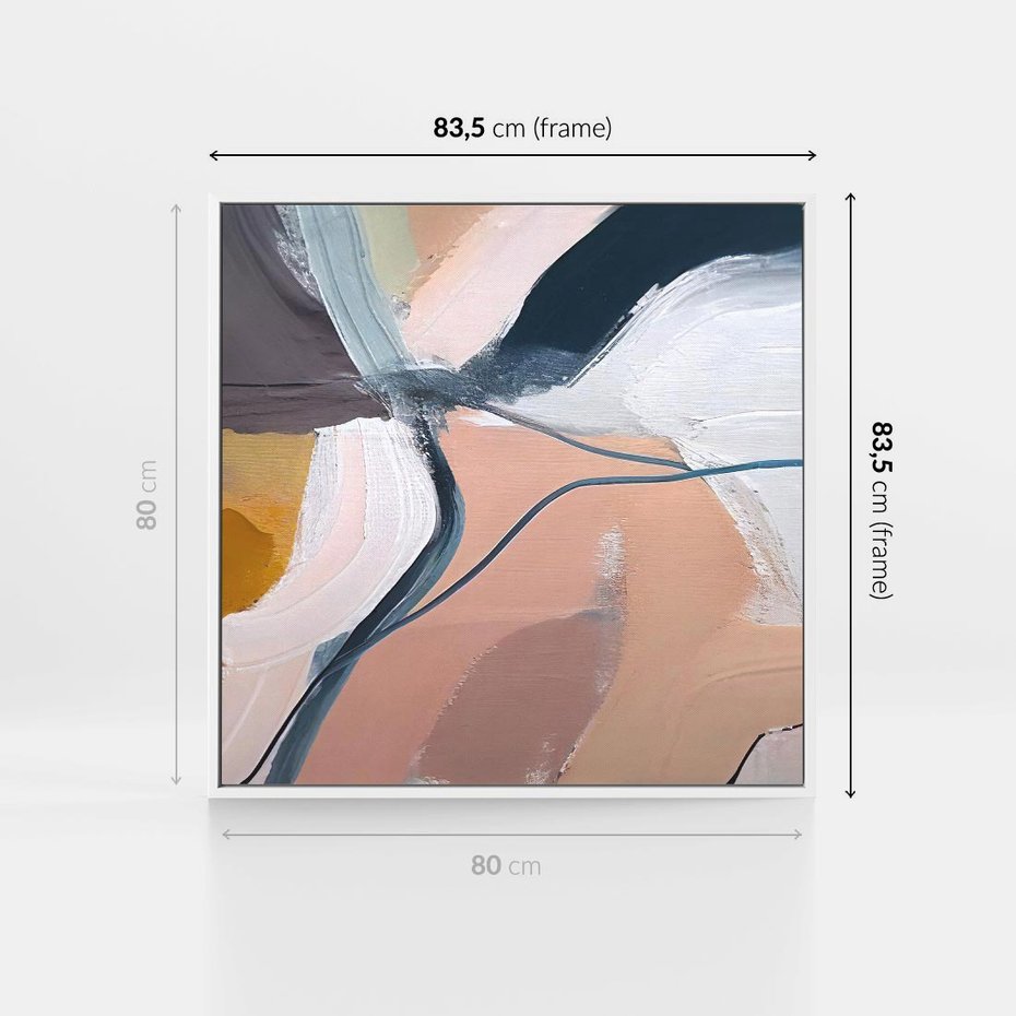 Obraz w ramie 80x80 - Ścieżki Emocji - abstrakcja, farby olejne - rama biała