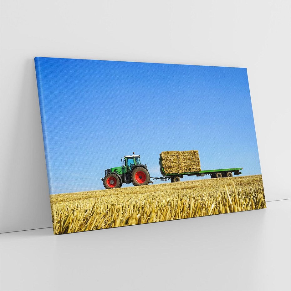 Obraz na płótnie 120x80 - Ruralne żniwa - traktor, przyczepa