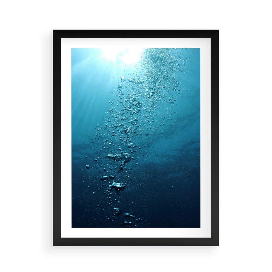 Plakat w ramie 50x70 - Gra Bąbelków - woda, bąbelki - rama czarna