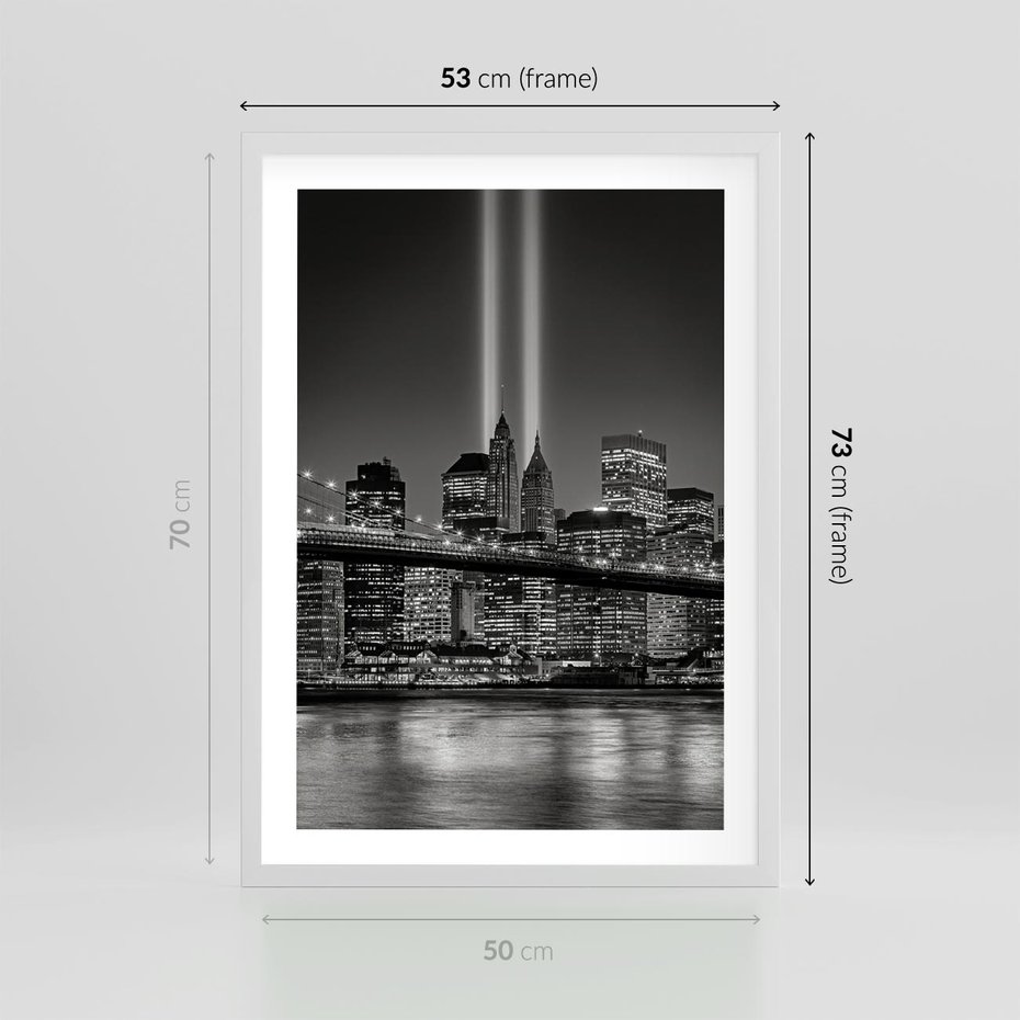 Plakat w ramie 50x70 - Miasto ożywione nocą - miasto, noc - rama biała
