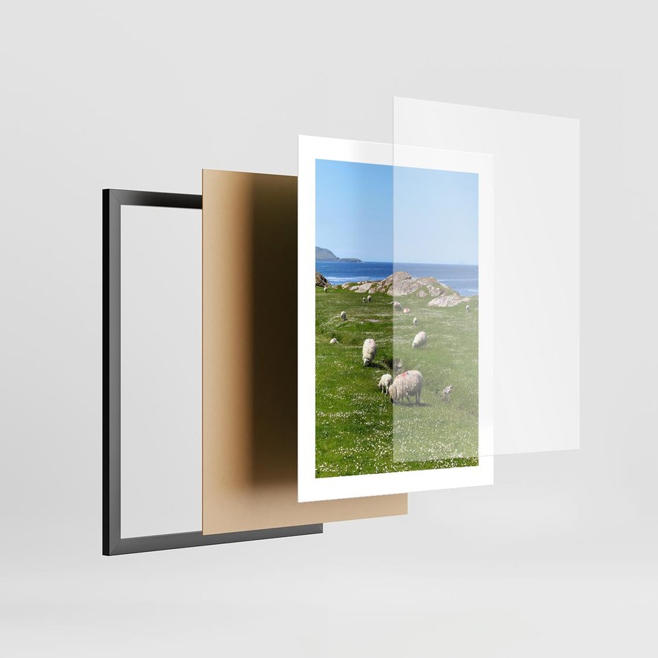 Plakat w ramie 30x40 - Górskie Owce - góry, owce - rama czarna