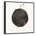 Obraz w ramie 50x50 - Wibracje Kolorów - abstrakcyjna czarna plama, rozsiane pomarańczowe kropki - rama czarna