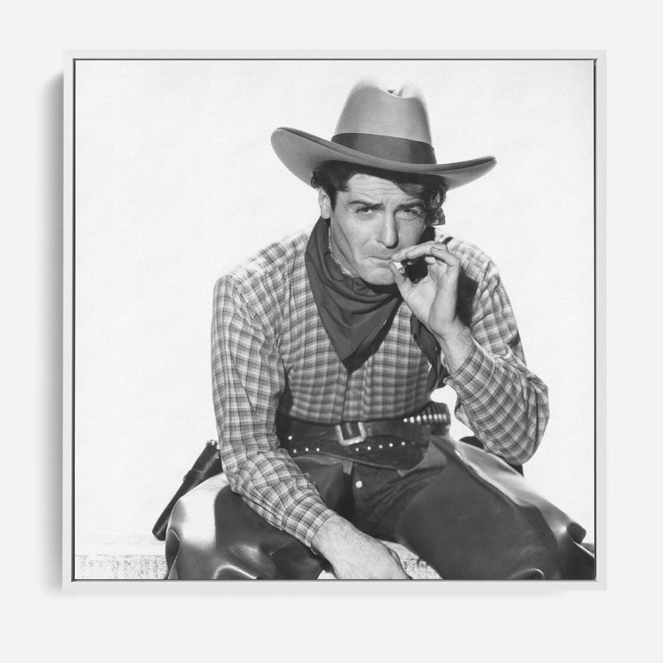 Obraz w ramie 80x80 - Dziki Zachód - retro zdjęcie, czarno białe - rama biała