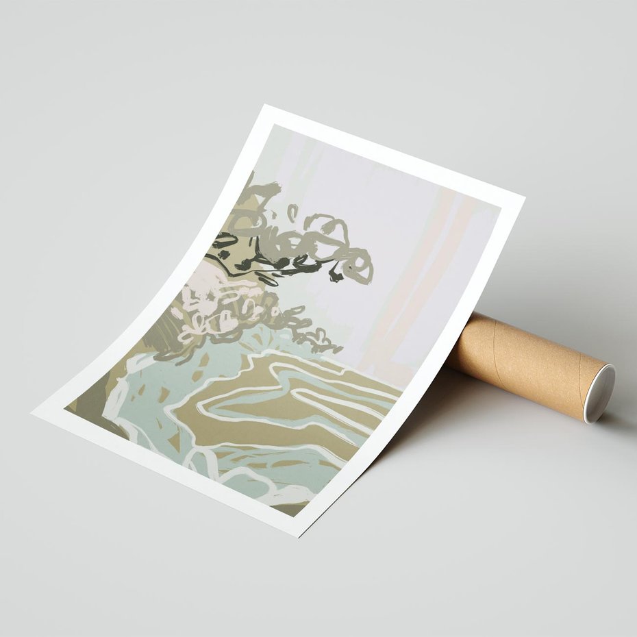 Plakat bez ramy 40x50 - Wizja Przestrzeni - pastelowy krajobraz, nowoczesny plakat