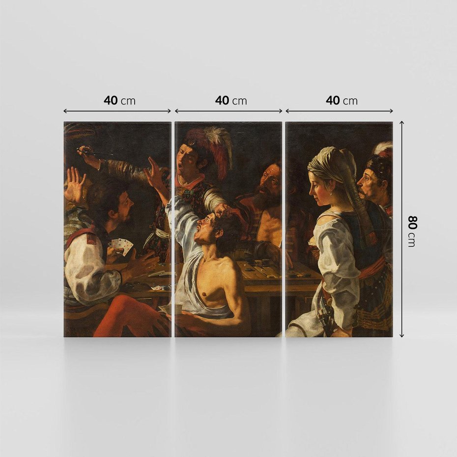 Obraz na płótnie 120x80 - Card and Backgammon Players (ok. 1595), Caravaggio - reprodukcja, obraz na płótnie