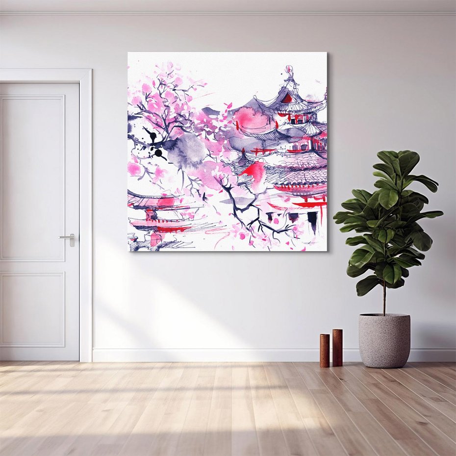 Obraz na płótnie 60x60 - Japońska Serenada: Obraz Azji w Twoim Domu - Japonia, obraz