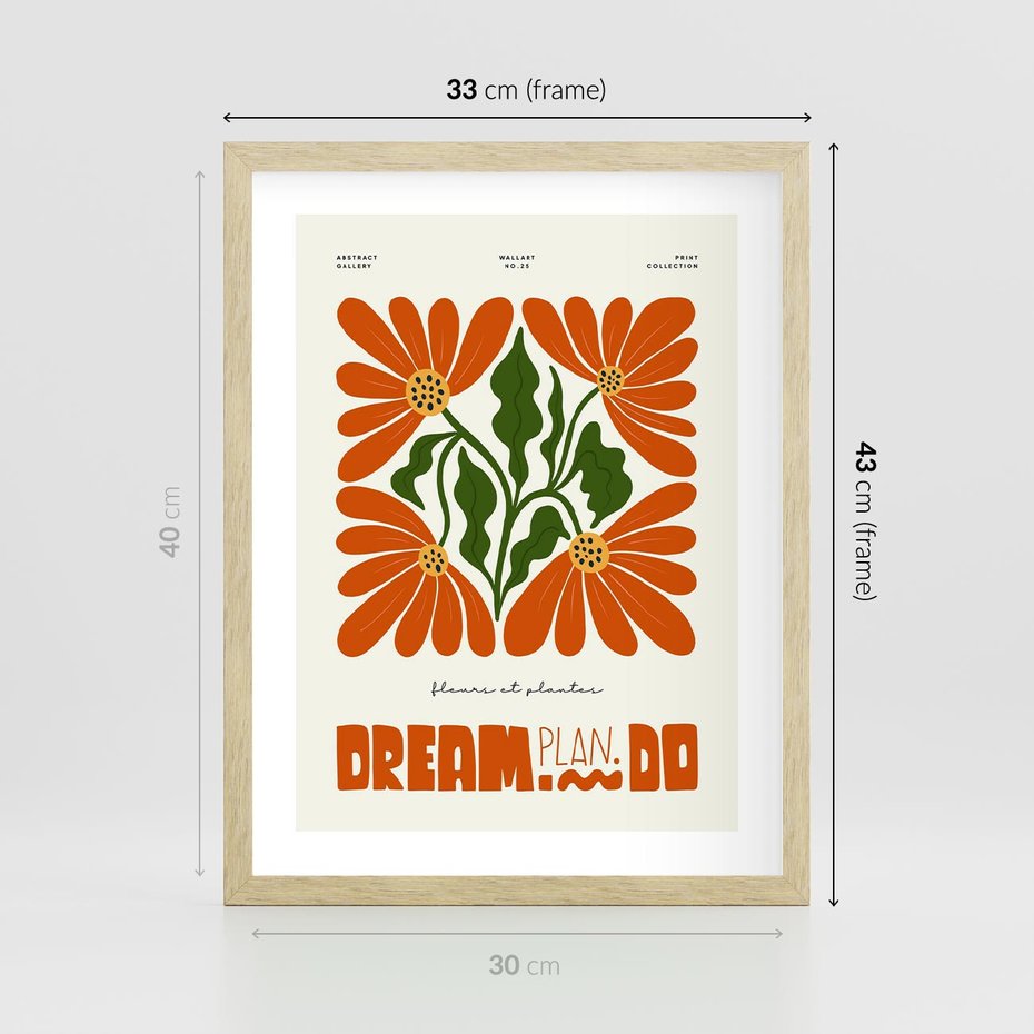 Plakat w ramie 30x40 - Księga Abstrakcji - sztuka nowoczesna, kolorowe kwiaty - rama drewno