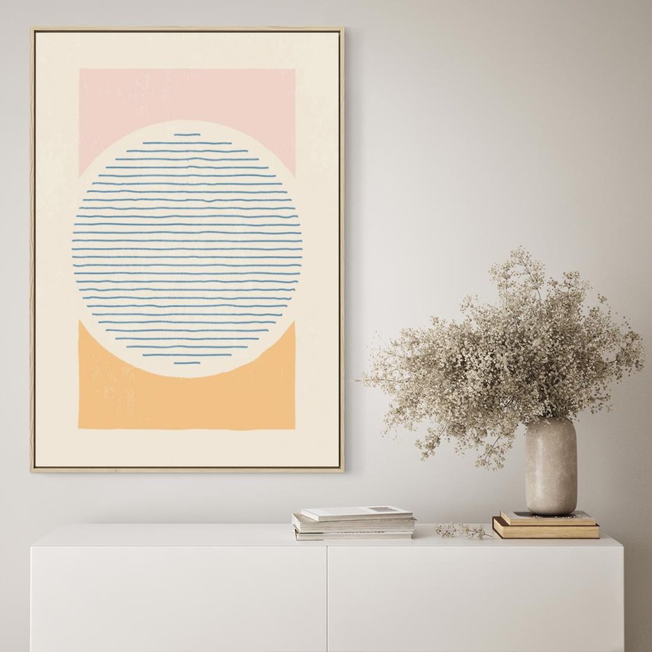 Obraz w ramie 80x120 - Rozbijająca Opowieść - geometryczne kształty, koła - rama drewno