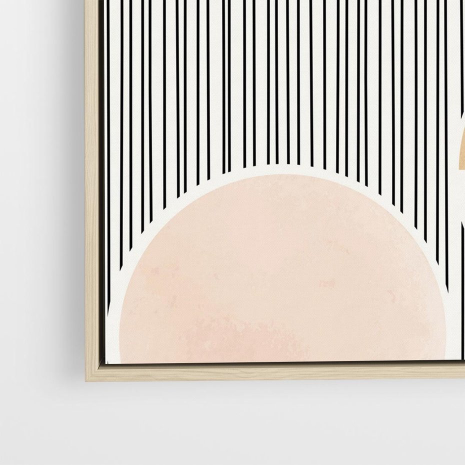 Obraz w ramie 50x50 - Przenikające Kształty - abstrkacyjna nowoczesna sztuka, koła okręgi - rama drewno