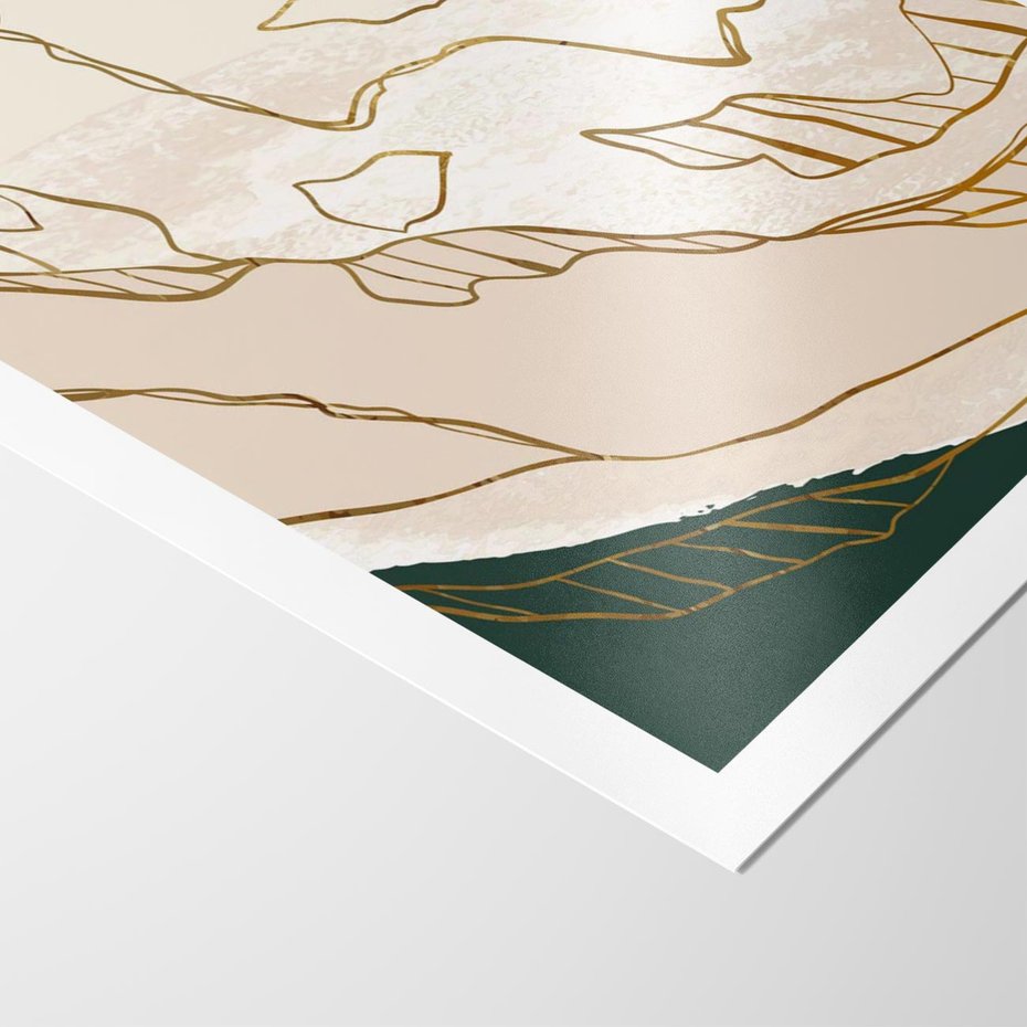 Plakat bez ramy 30x40 - Góry w Złocie i Minimalizmie - grafika, złote góry