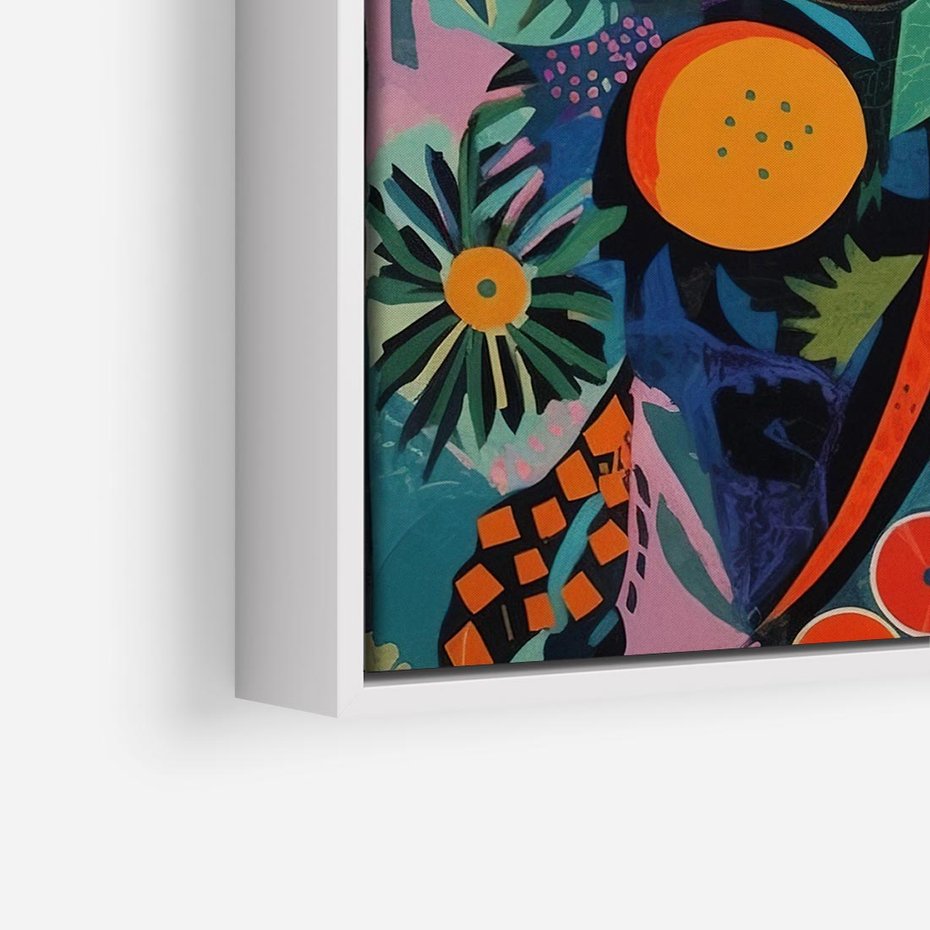 Obraz w ramie 80x80 - Echa Nietuzinkowych Wzorców - abstrakcyjny obraz olejny, jak picasso - rama biała