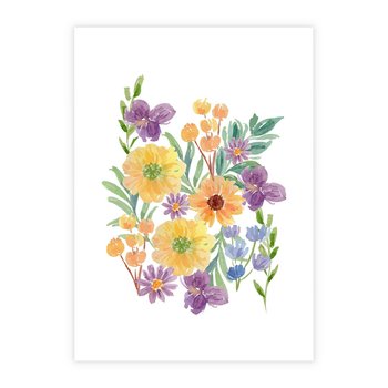 Plakat bez ramy 30x40 - Kwiatowe Wibracje - akwarelowe polne kwiaty, minimalistyczny plakat