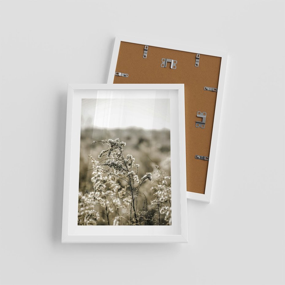 Plakat w ramie 30x40 - Pampas i Bocho - suche trawy, bocho - rama biała