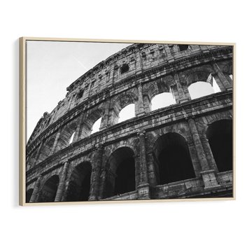 Obraz w ramie 70x50 - Koloseum w Czarnej Bieli - antyczna architektura, koloseum - rama drewno
