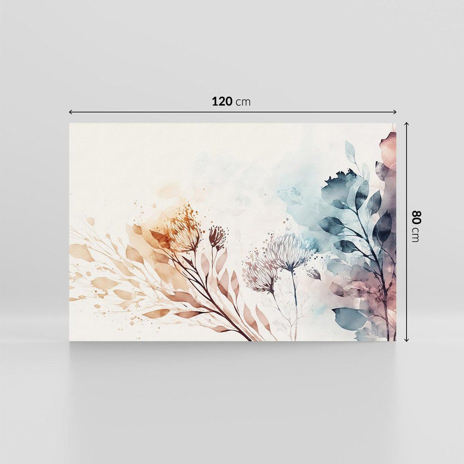 Obraz na płótnie 120x80 - Nostalgiczne tańce pędzla - akwarelowe kwiaty, gałęzie