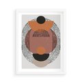 Plakat w ramie 50x70 - Abstrakcja w Odcieniach Brązu i Beżu - geometria, abstrakcyjna grafika - rama biała