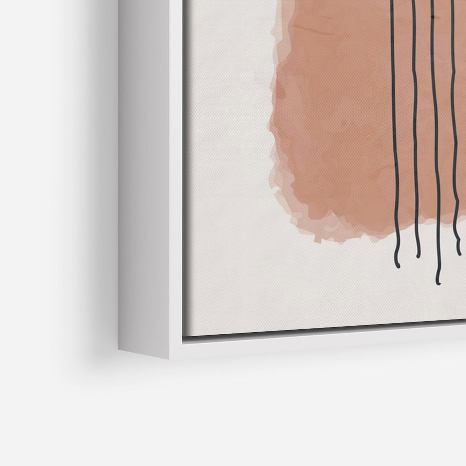 Obraz w ramie 50x70 - Rozmyte Widzenia - abstrakcyjna akwarelowa plama, nieregularne kreski - rama biała