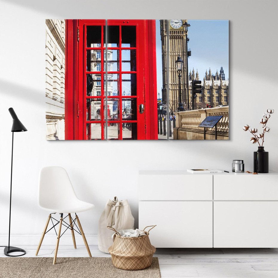 Obraz na płótnie 120x80 - Ikoniczna budka telefoniczna w Londynie - budka, telefoniczna