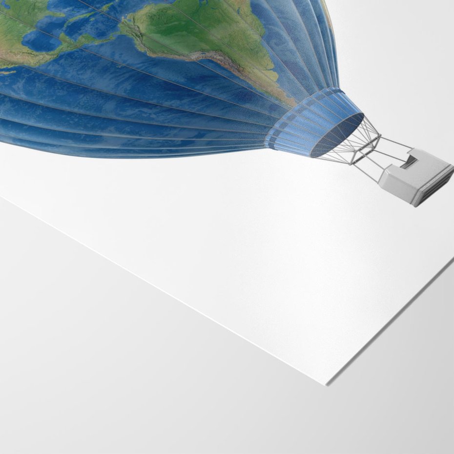 Plakat bez ramy 30x40 - Podróżniczy balon nad ziemią - balon, ziemia