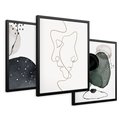 Zestaw obrazy w ramie 40x50 galeria - Line, art, nowoczesny, twarz, akwarela - rama czarna