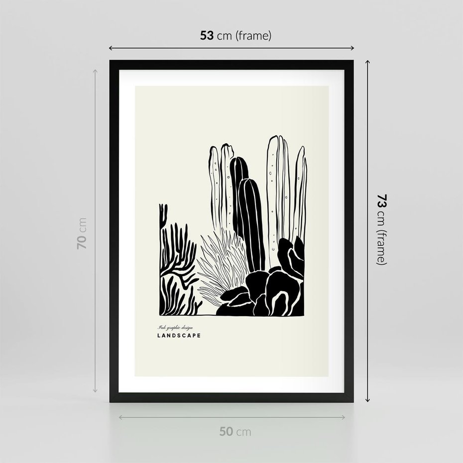 Plakat w ramie 50x70 - Boho Oaza - kaktusy, rośliny - rama czarna