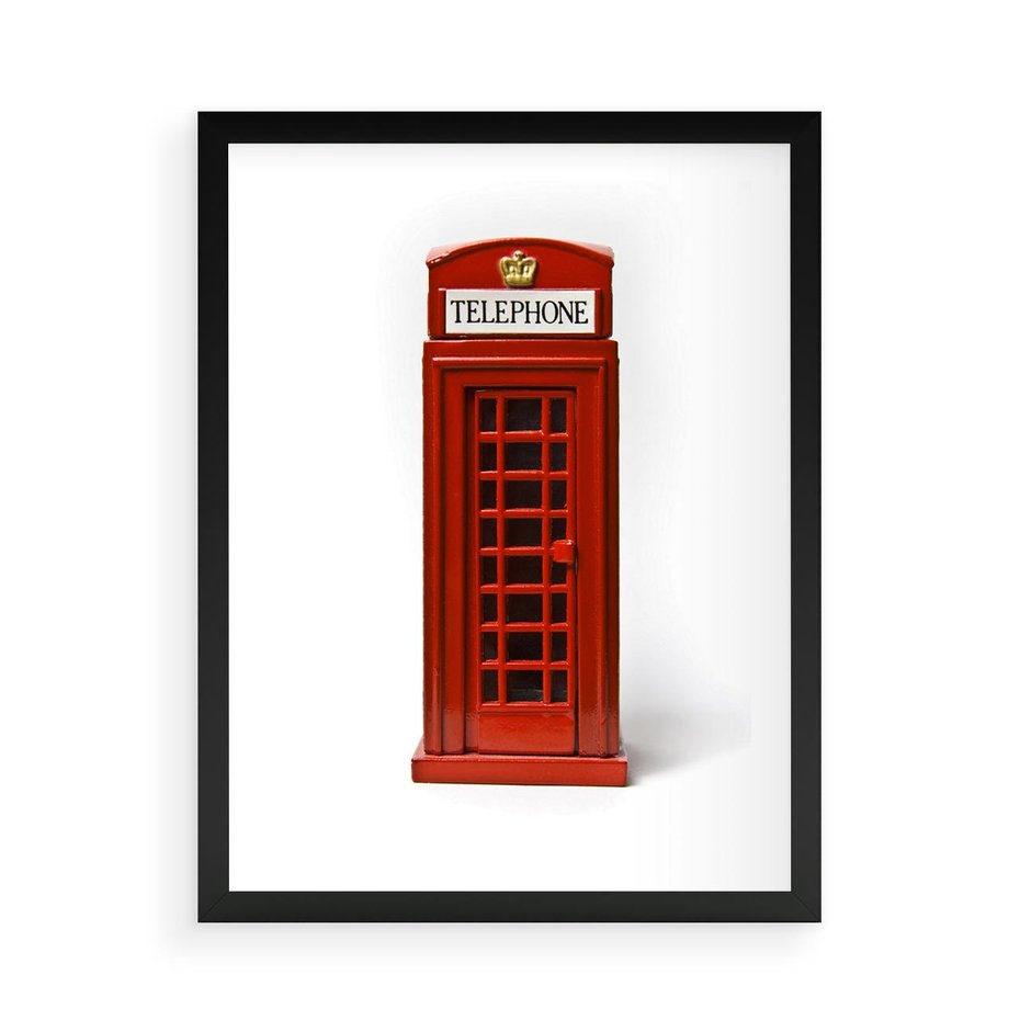 Plakat w ramie 50x70 - Ikona Londynu - Londyn, budka - rama czarna
