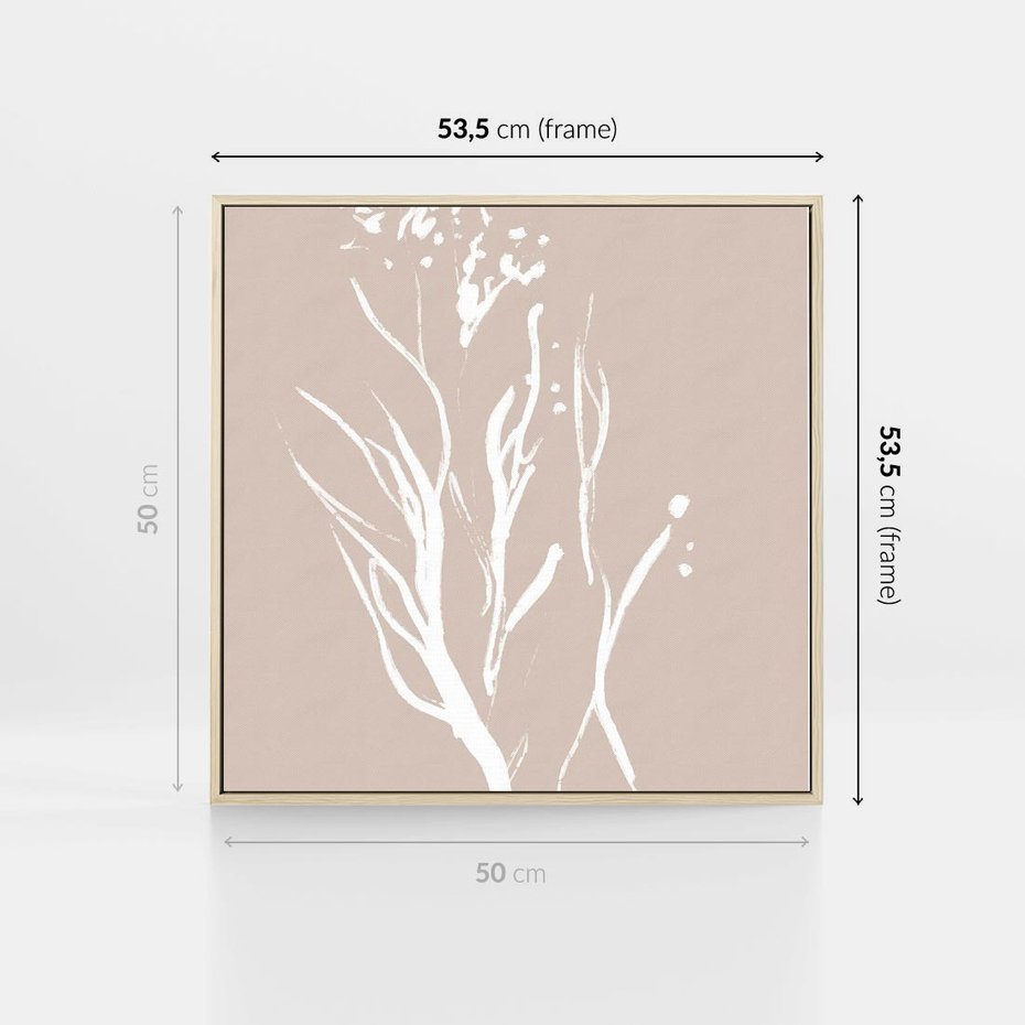 Obraz w ramie 50x50 - Impresje Pastelowych Nastrojów - minimalistyczny delikatny obraz, beżowe odcienie - rama drewno