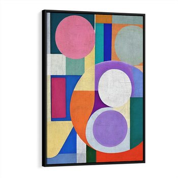 Obraz w ramie 50x70 - Migotliwe Impulsy Dźwięku - różne geometryczne formy, koła - rama czarna